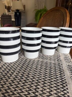 Striped Ceramic Tumbler Set in Black & White
